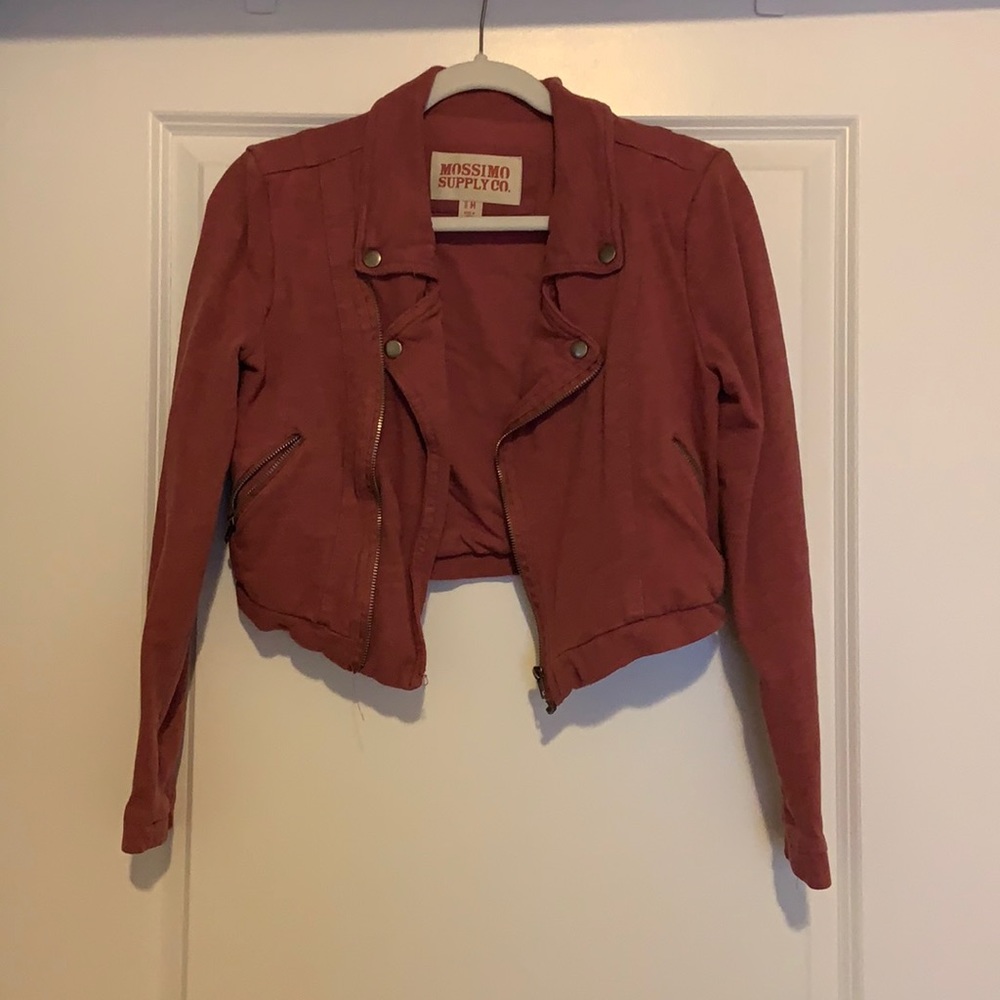 Mauve cropped jacket with zipper